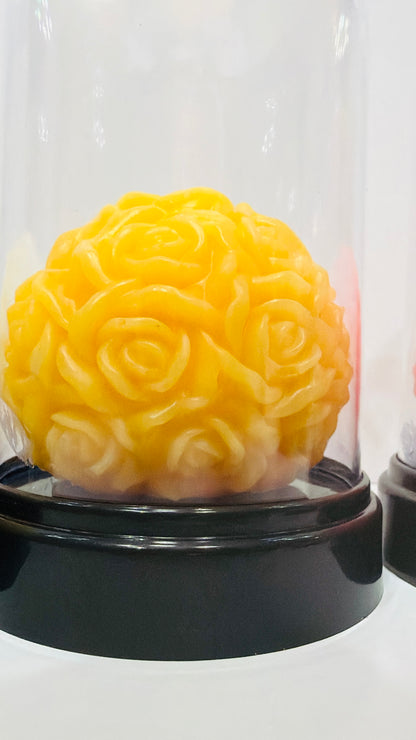 Luxury Rose Sculptured Rose in Reusable Dome 100% Handcrafted (Size XXLARGE) Golden Glow – Radiant luxury