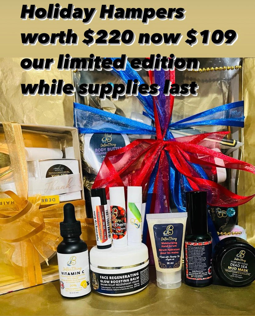 Holiday Hampers worth $220 are now $109 our limited edition while supplies last(Skincare) Sold Out.