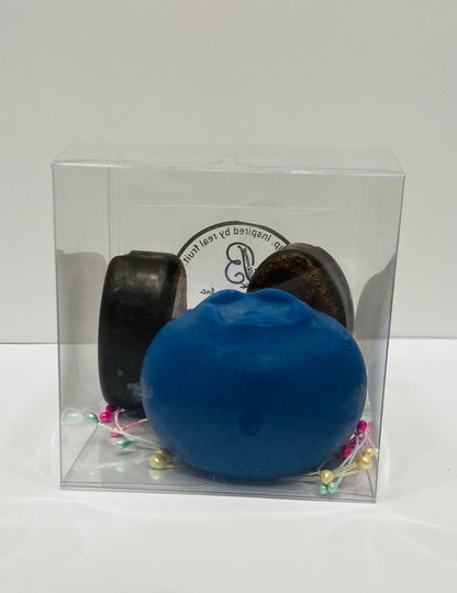 Blueberry and Coffee Bean Fruit Shaped Soap Combo 3 soap bundle